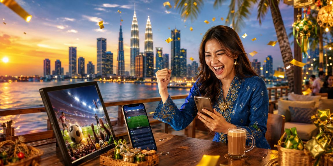 Pengguna berpakaian baju kurung mengakses kasino mudah alih Kuala Lumpur di b48